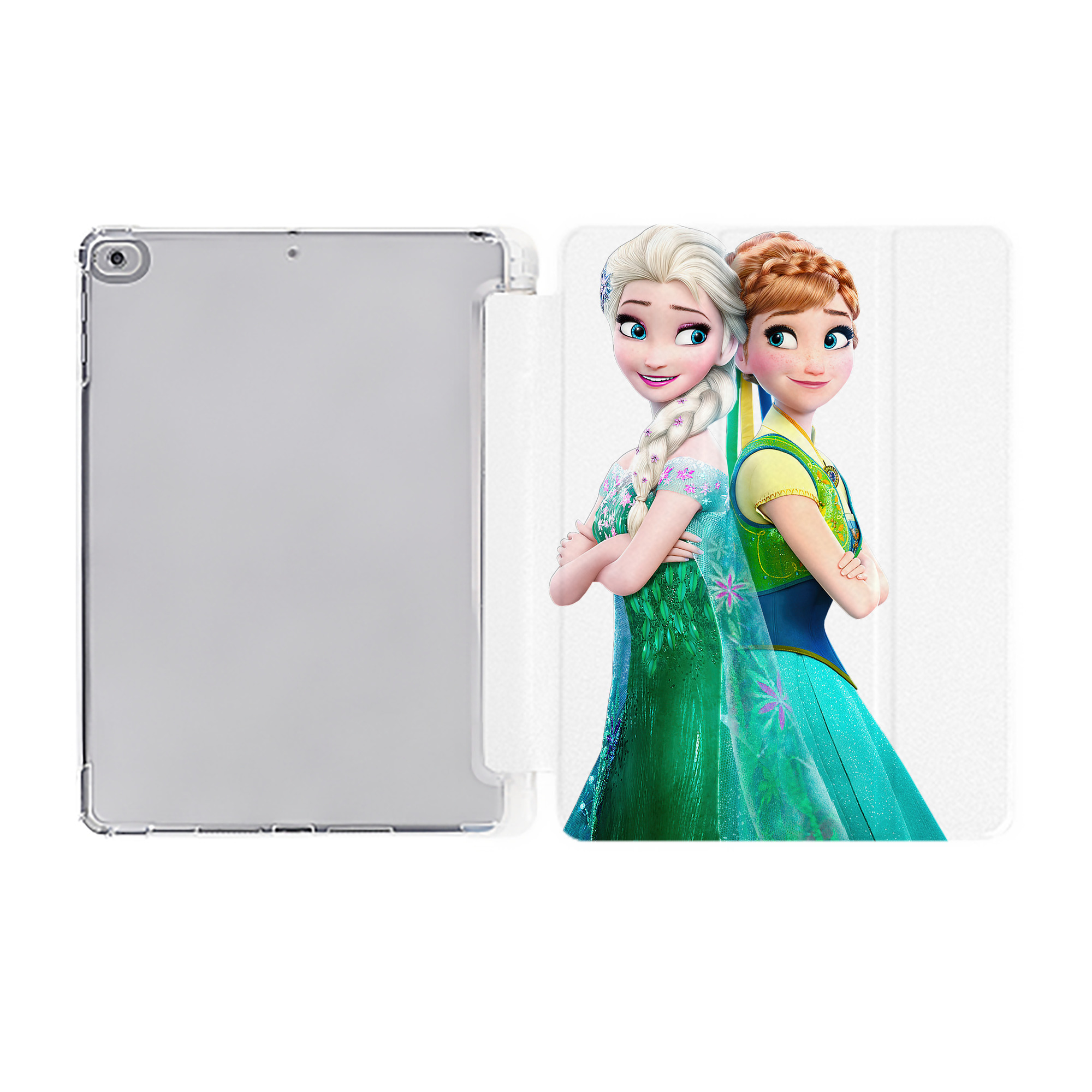 （画像用） アナと雪の女王 アンナ エルサ Frozen Anna Elsa IPad ケース ペン収納付き 三つ折りスタンド PUレザー×シリコン 対応機種9.5/10.5/10.9インチ